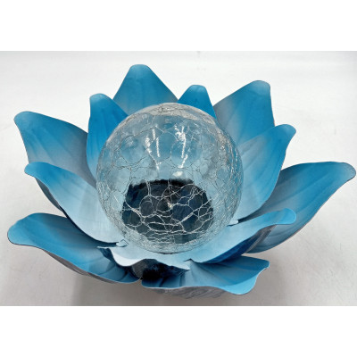 Lampa solarna kwiat Lotosu niebiesko srebrna Living&Garden