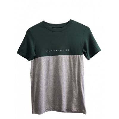 T-shirt chłopięcy 152 Jack&Jones zielono-szary 100% bawełna