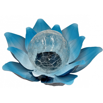 Lampa solarna kwiat Lotosu niebiesko srebrna Living&Garden