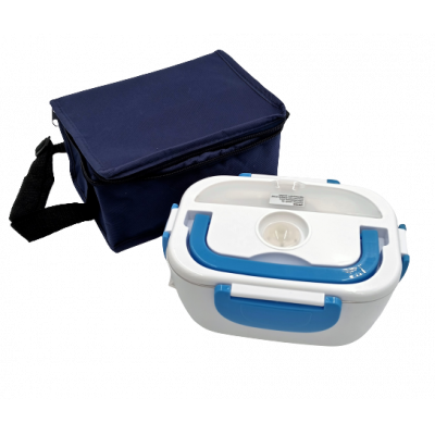 LUNCHBOX niebieski 1,5L z podgrzewaczem i torbą izotermiczną