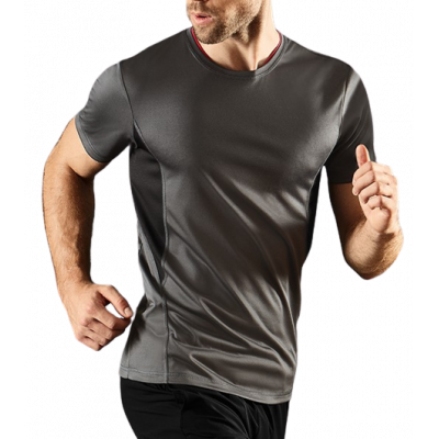 Sportowa koszulka męska szara z czarnymi wstawkami