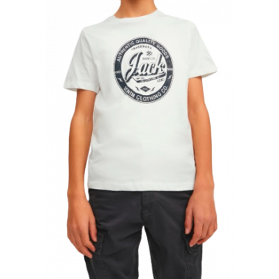 T-shirt chłopięcy 152 Jack&Jones biały 100% bawełna