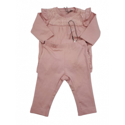 Komplet dziewczęcy niemowlęcy NAME IT 56 różowy bluzka i leginsy z falbankami