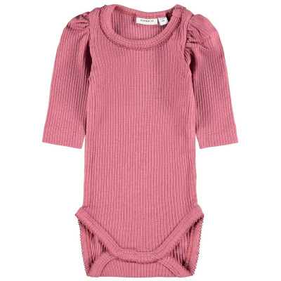 Body niemowlęce dziewczęce 50 NAME IT różowe z bufiastymi rękawami
