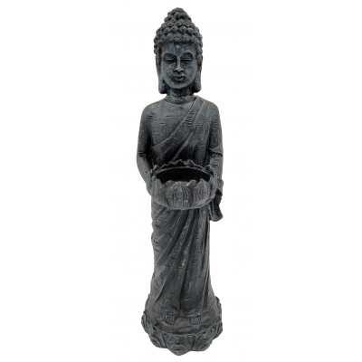 Świecznik figurka Budda grafitowa