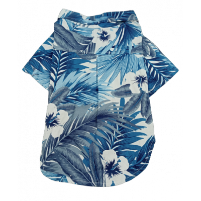 Koszula ubranko dla psa niebieska w liście i kwiaty 35cm