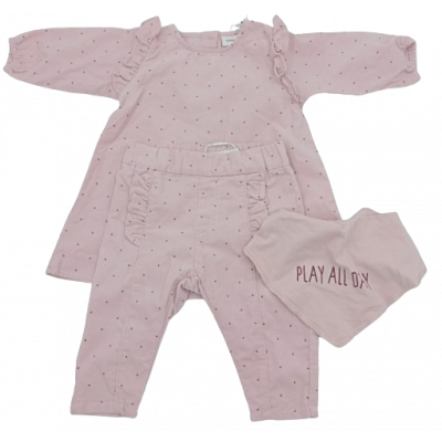 Komplet sztruksowy dziewczęcy niemowlęcy NAME IT różowy w kropki
