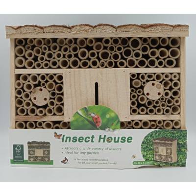 Hotel domek dla owadów pszczół naturalne drewno 28x9x32cm
