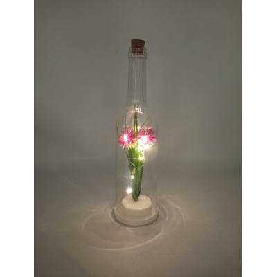 Ozdobna butelka LED z ozdobnym kwiatem DEKOR
