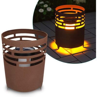 Lampa ogrodowa solarna dekoracyjna z efektem płomienia kolor rdzy