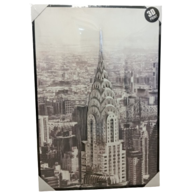 Obraz trójwymiarowy duży 3D  Empire State Building czarna rama 68x46cm